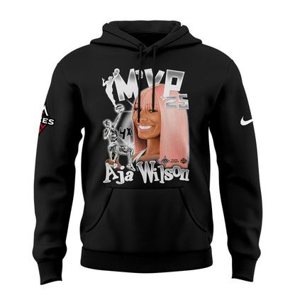 Unisex Las Vegas Aces A’ja Wilson Playa Society Black 2025 WNBA MVP Hoodie