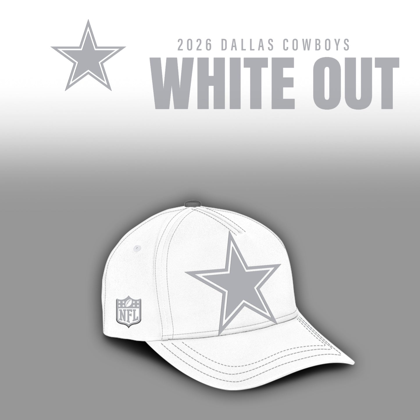 Dallas Cowboys 2025 Winter White Out Combo TShirt