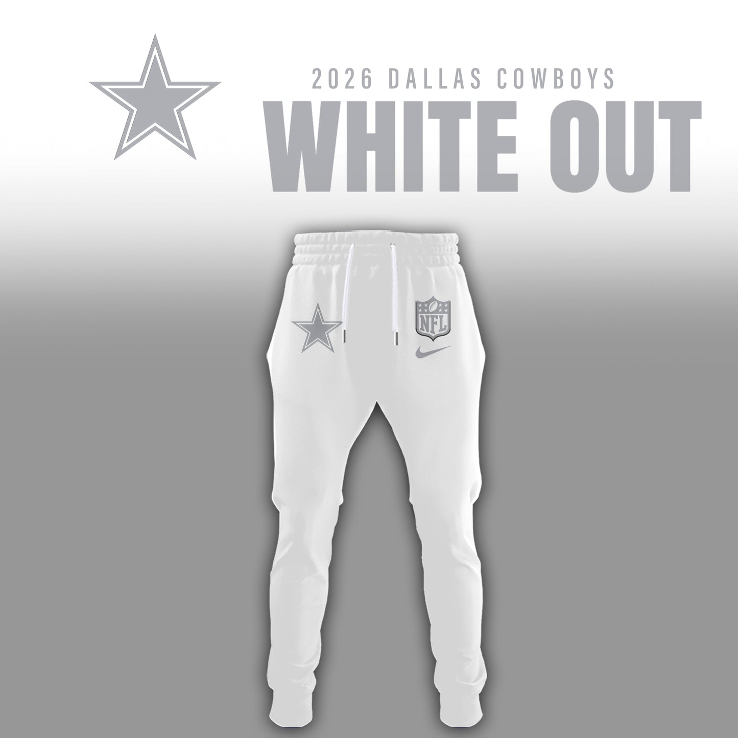 Dallas Cowboys 2025 Winter White Out Combo TShirt