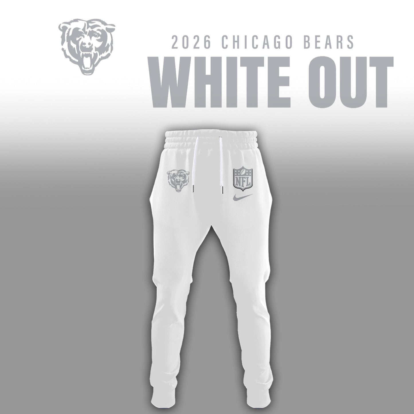 Chicago Bears 2025 Winter White Out Combo Hoodie