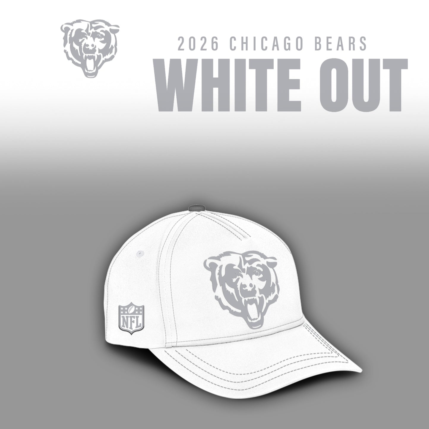 Chicago Bears 2025 Winter White Out Combo Hoodie