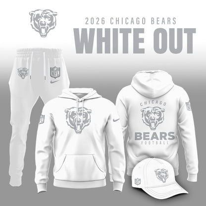 Chicago Bears 2025 Winter White Out Combo Hoodie