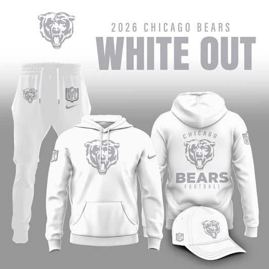 Chicago Bears 2025 Winter White Out Combo Hoodie