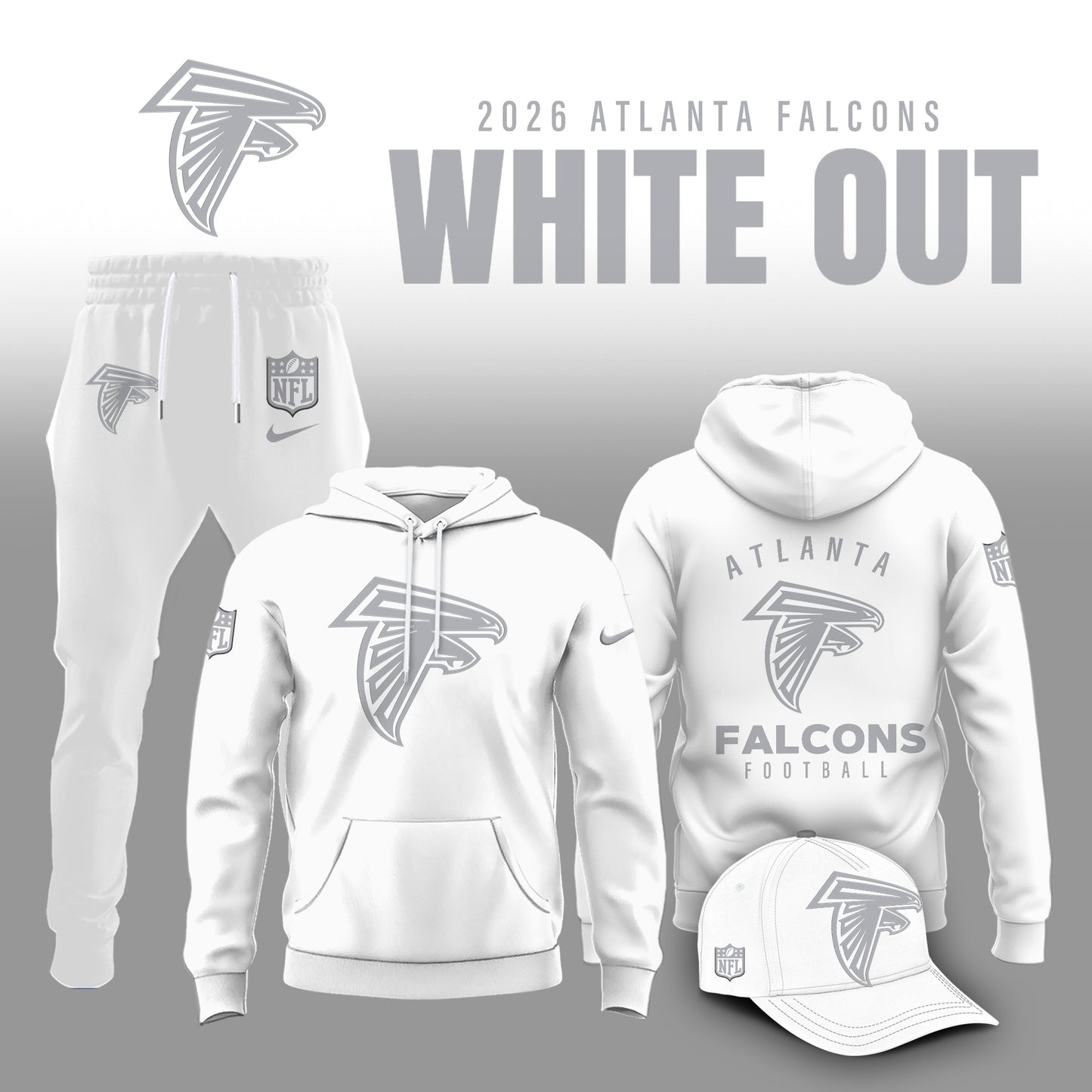Atlanta Falcons 2025 Winter White Out Combo Hoodie