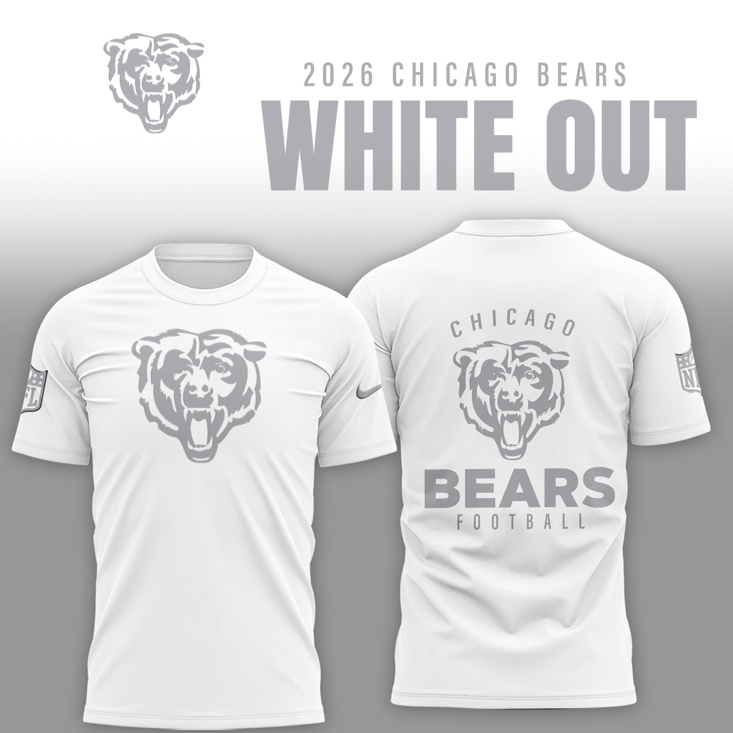 Chicago Bears 2025 Winter White Out Combo TShirt