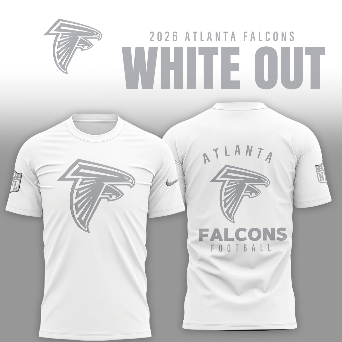 Atlanta Falcons 2025 Winter White Out Combo TShirt