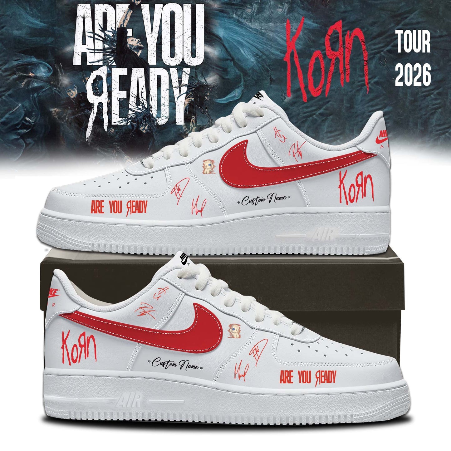 KORN “ARE YOU READY” Tour 2026 Limited Edition Signature AF1 Sneakers