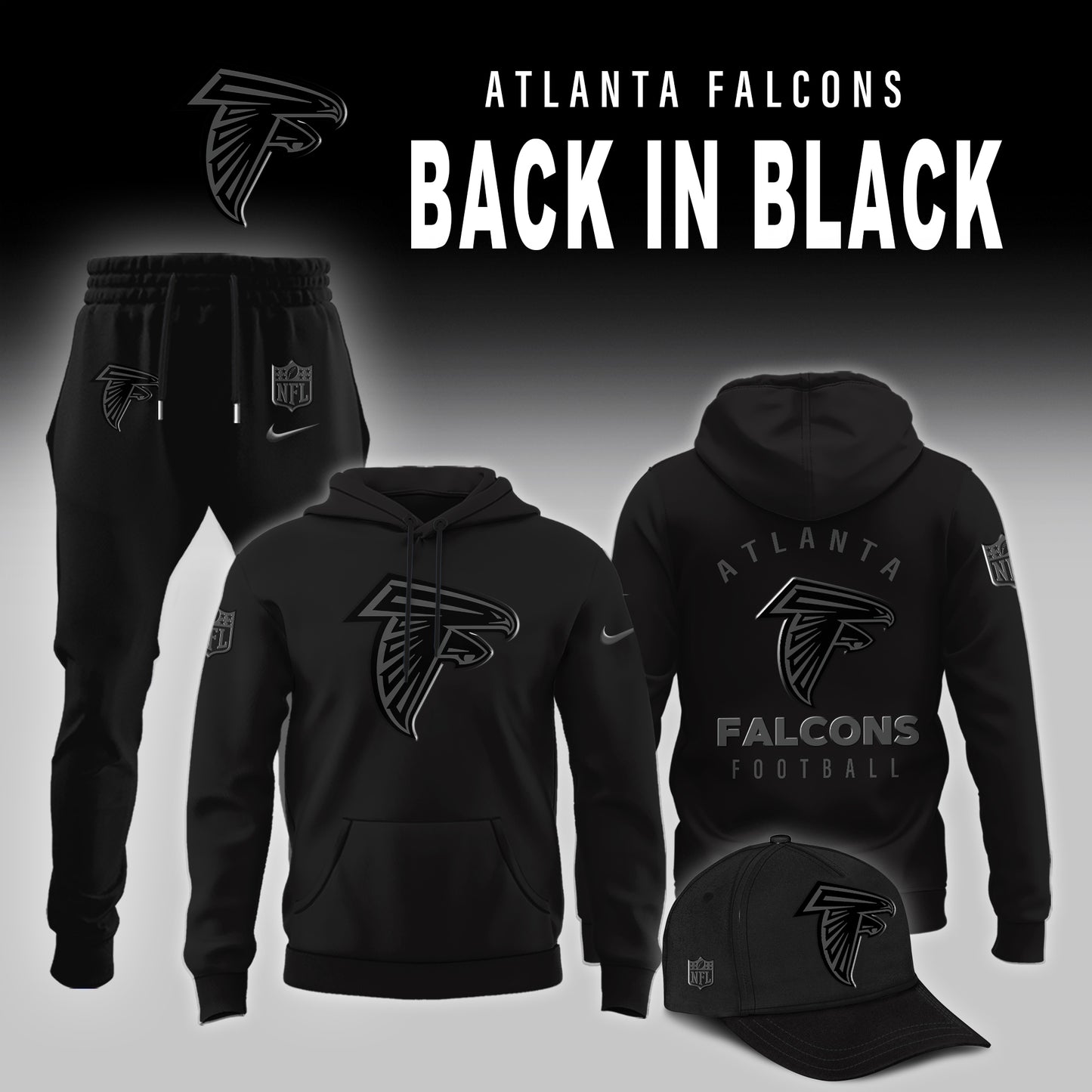Atlanta Falcons 2025 BACK IN BLACK Combo Hoodie