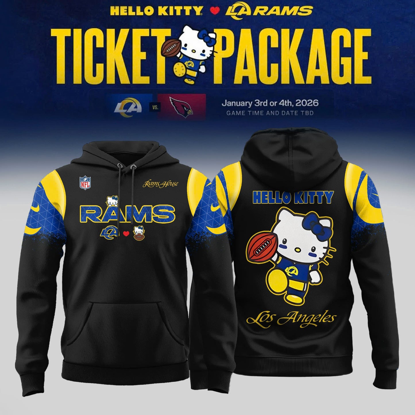 Los Angeles Rams x Hello Kitty Limited Edition Hoodie