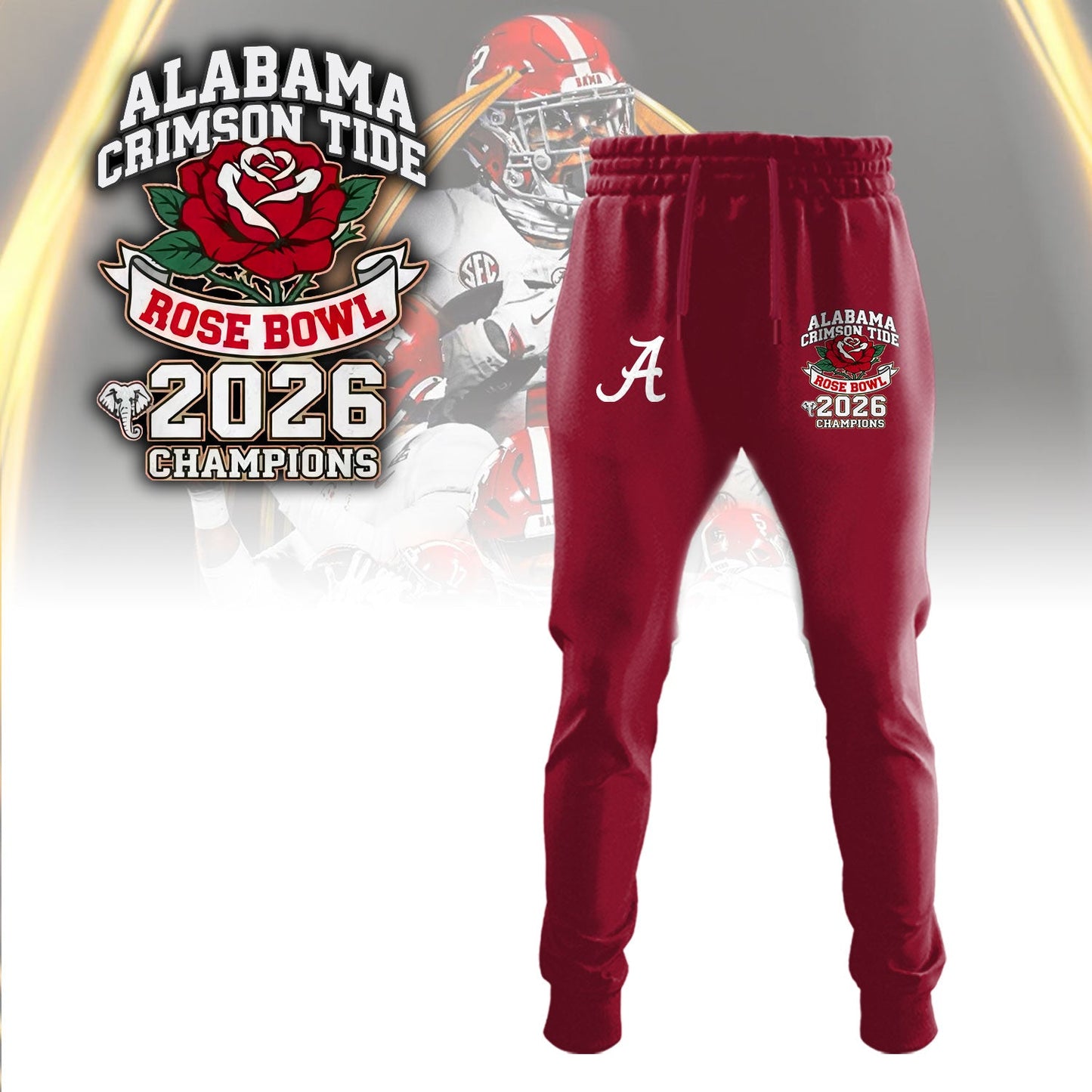 Alabama Crimson Tide 2026 Rose Bowl Champions Combo Tshirt