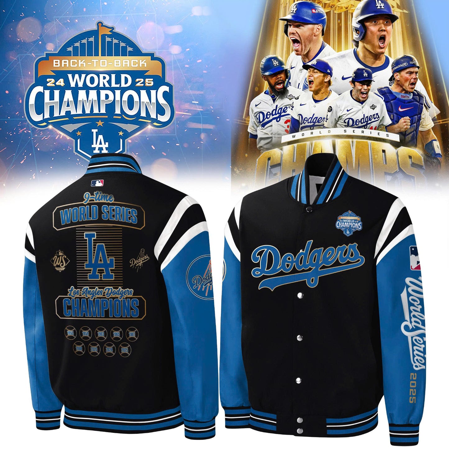 LA Dodgers – 2025 World Series Champions Limited Edition Combo Bomber Jacket
