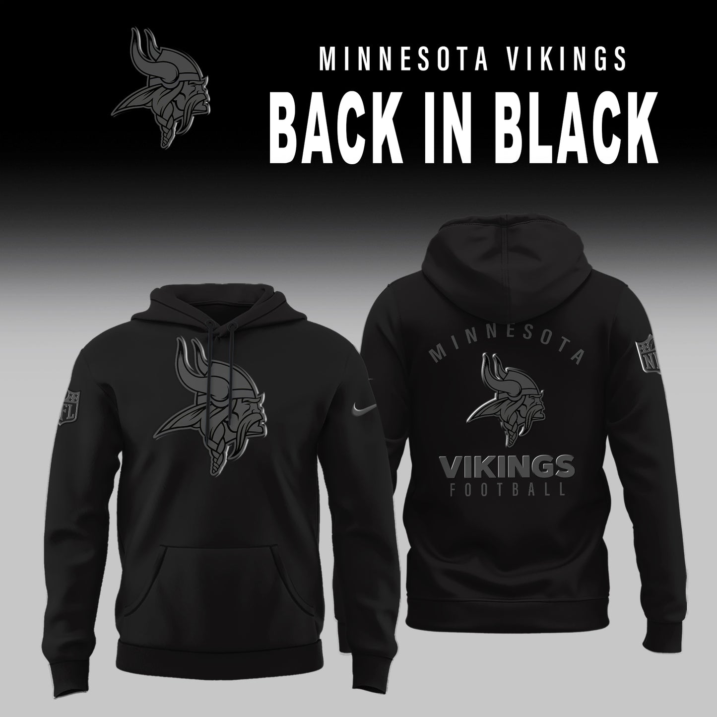 Minnesota Vikings BACK IN BLACK Combo Hoodie