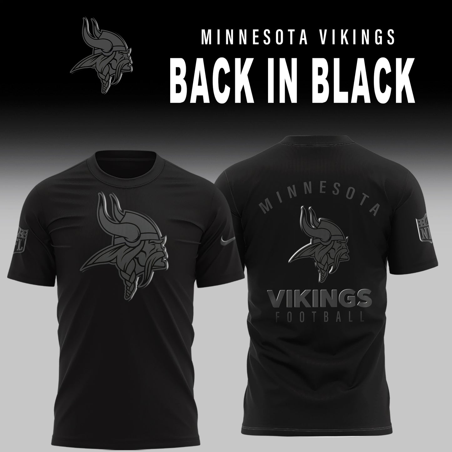 Minnesota Vikings BACK IN BLACK Combo TShirt