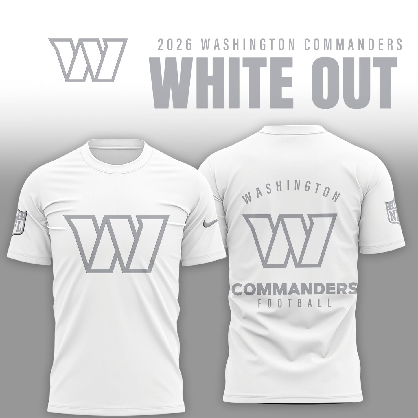 Washington Commanders 2025 Winter White Out Combo TShirt