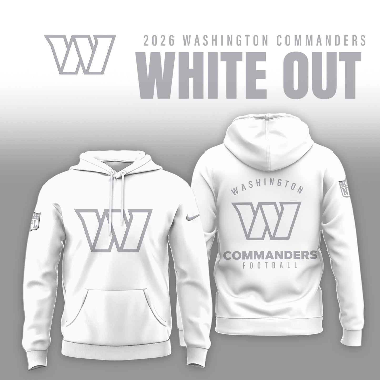 Washington Commanders 2025 Winter White Out Combo Hoodie
