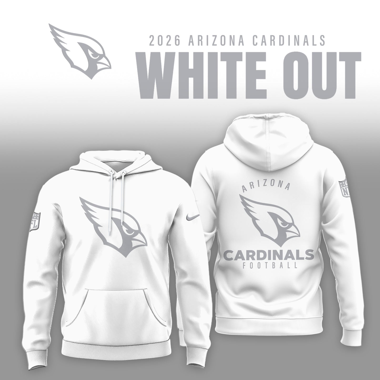 Arizona Cardinals 2025 Winter White Out Combo Hoodie
