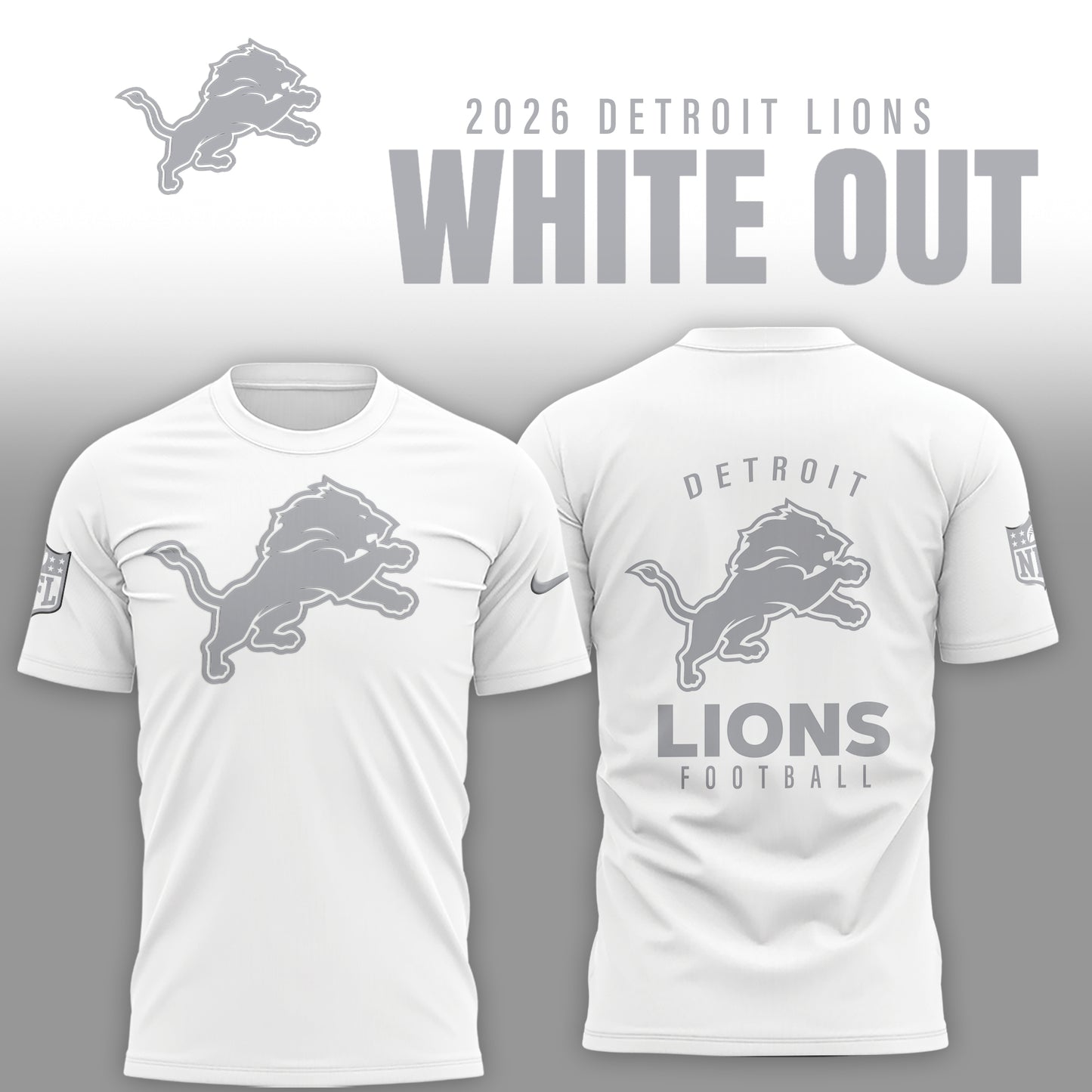 Detroit Lions 2025 Winter White Out Combo TShirt