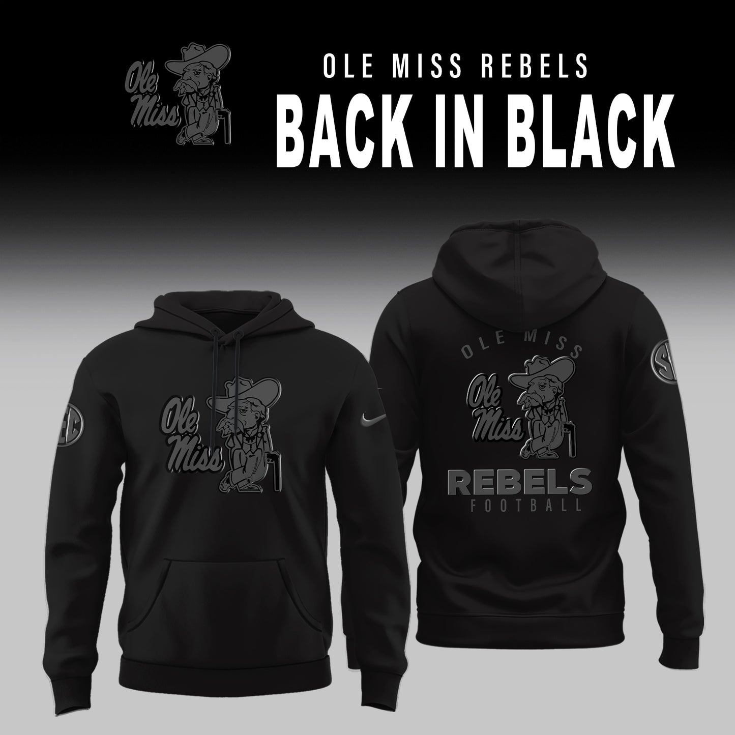 Ole Miss Football Back In Black Limited Edition Combo Hoodie