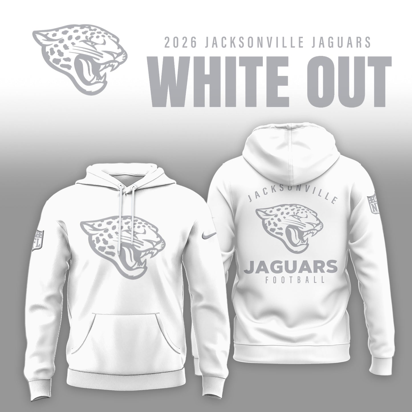 Jacksonville Jaguars 2025 Winter White Out Combo Hoodie