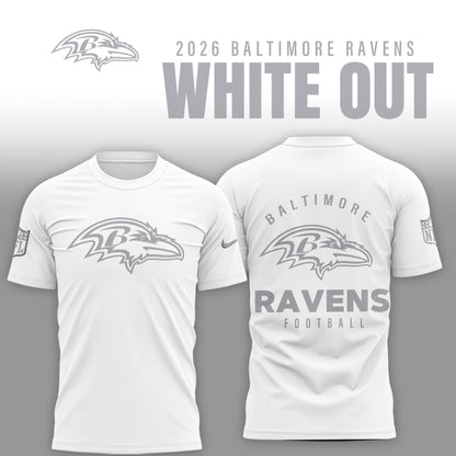 Baltimore Ravens 2025 Winter White Out Combo TShirt