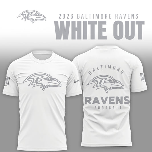 Baltimore Ravens 2025 Winter White Out Combo TShirt