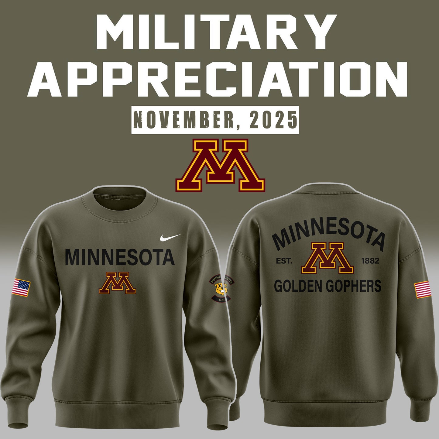 Limited Edition Minnesota Football Military Appreciation 2025 Sweat