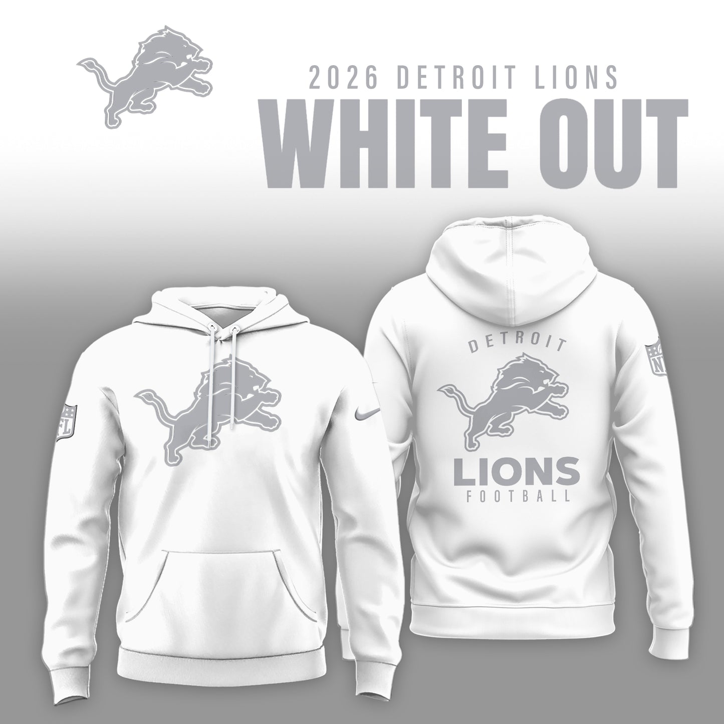 Detroit Lions 2025 Winter White Out Combo Hoodie