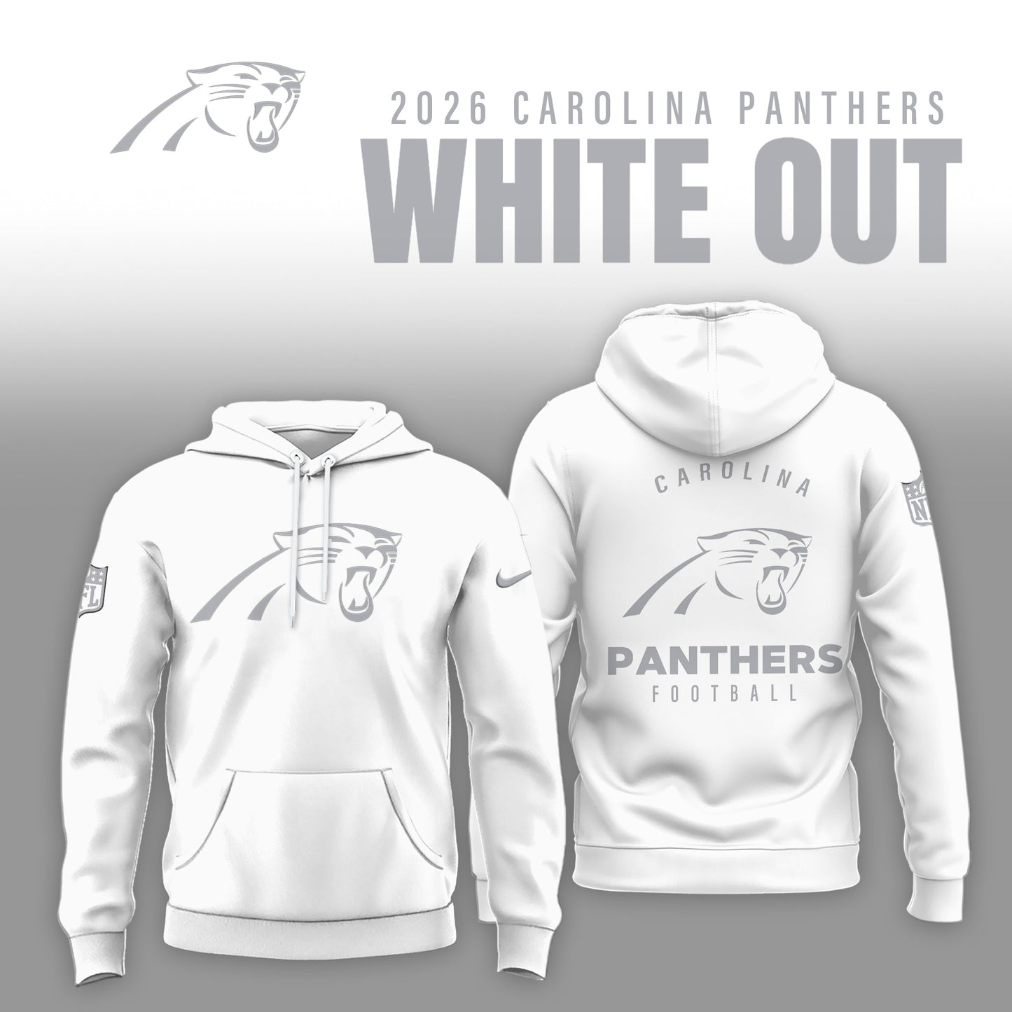 Carolina Panthers 2025 Winter White Out Combo Hoodie