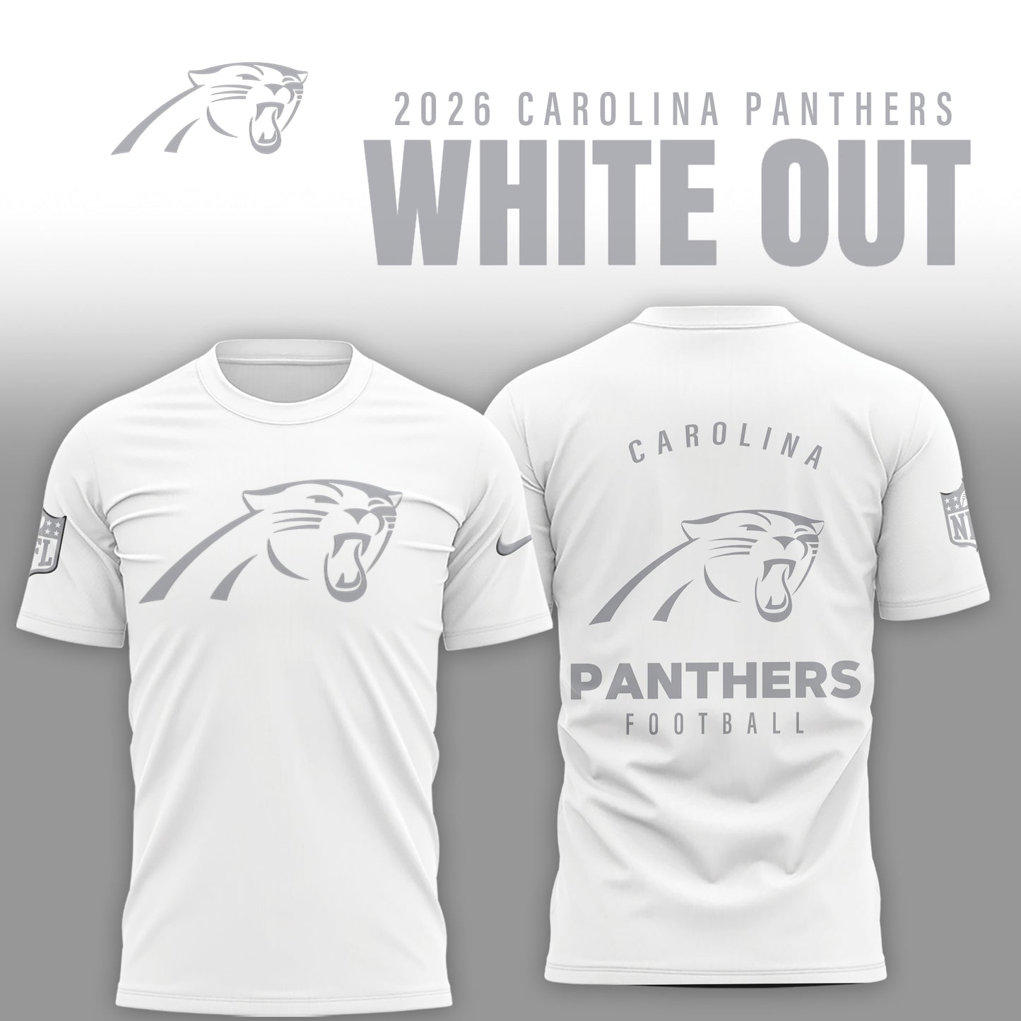 Carolina Panthers 2025 Winter White Out Combo TShirt