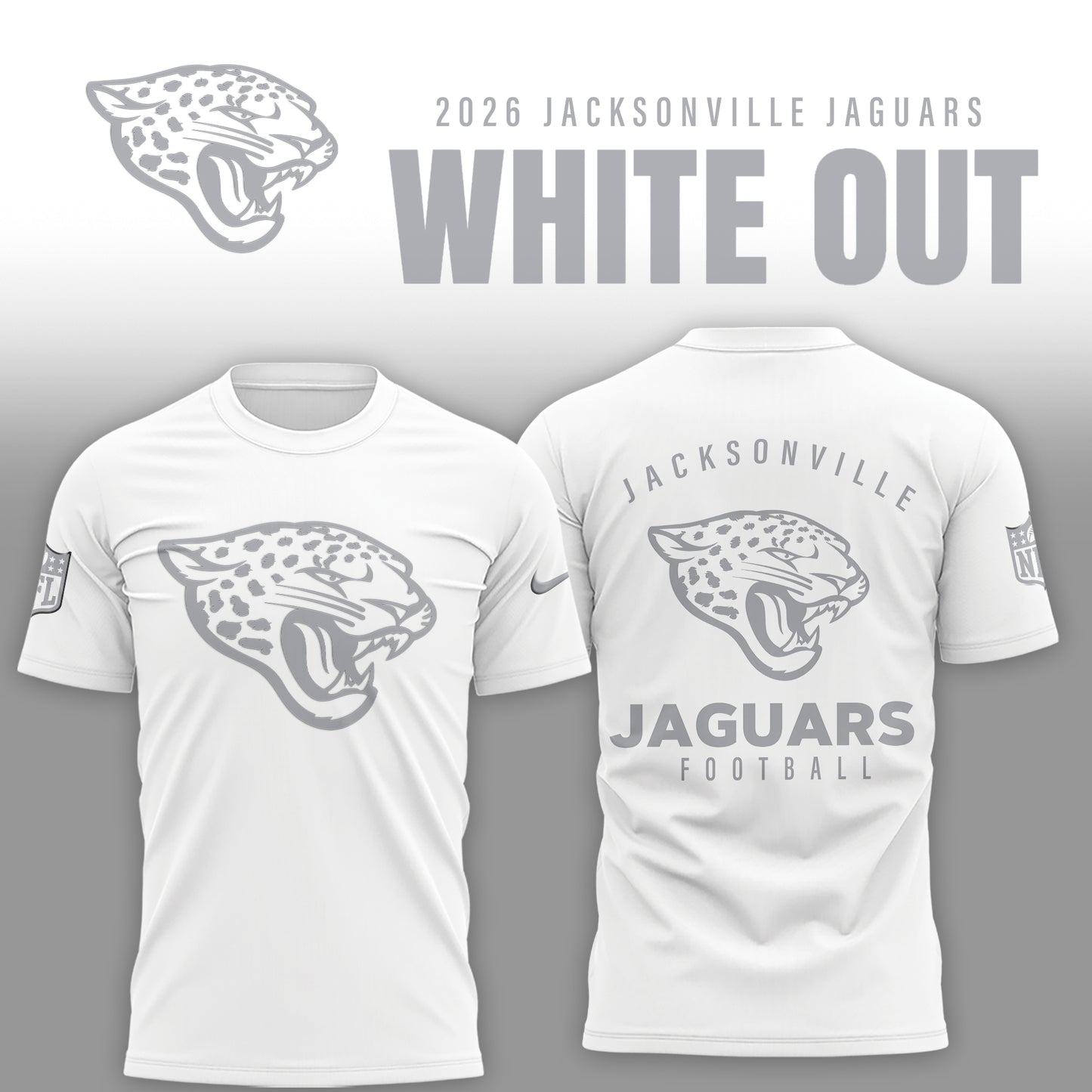 Jacksonville Jaguars 2025 Winter White Out Combo TShirt