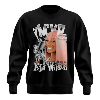 Unisex Las Vegas Aces A’ja Wilson Playa Society Black 2025 WNBA MVP Sweater