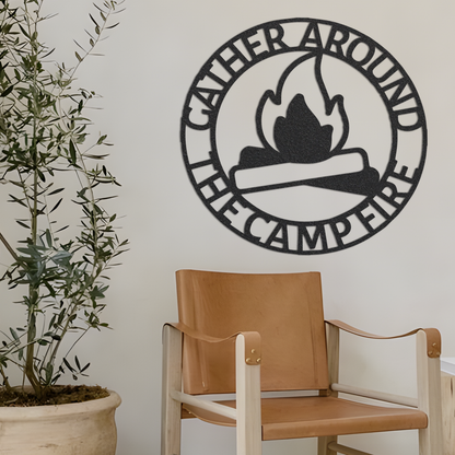 Metal Gather Round the Campfire Sign, Camping Sign, Metal Camping Sign, Metal Outdoorsy Sign, Metal Housewarming Sign, Metal Campfire Sign