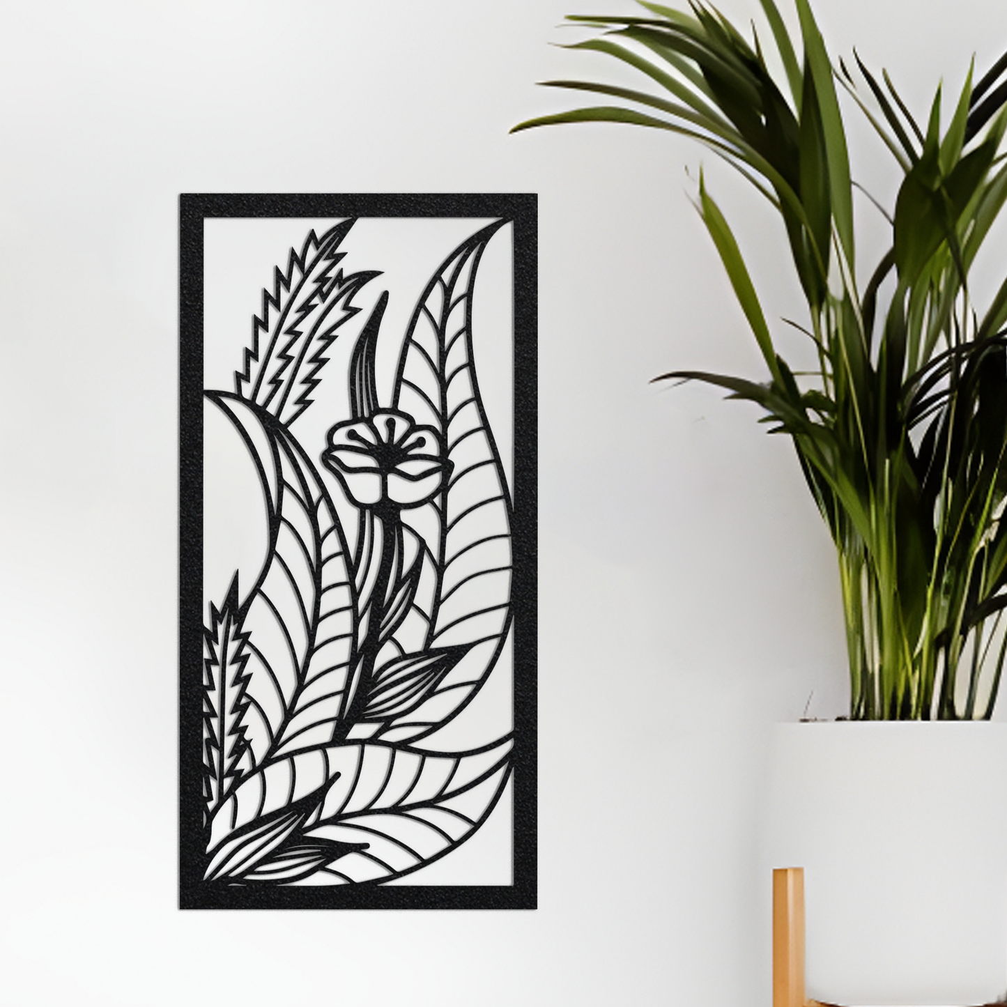 Flowers Panel Metal Art, Wall Hanging Plant Decor, Large Leaves Metal Sign, Metal Leaf Wall Art, Flower Metal Sign, Nature Sign Decor