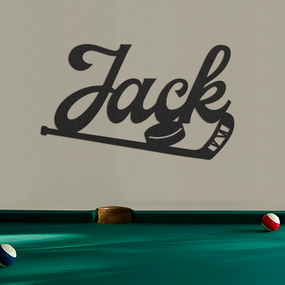 Metal Hockey Sign w Name, Hockey Metal Sign, Metal Kid's Name Sign, Custom Sports Metal Sign, Metal Name Sign, Kid's Room Sign