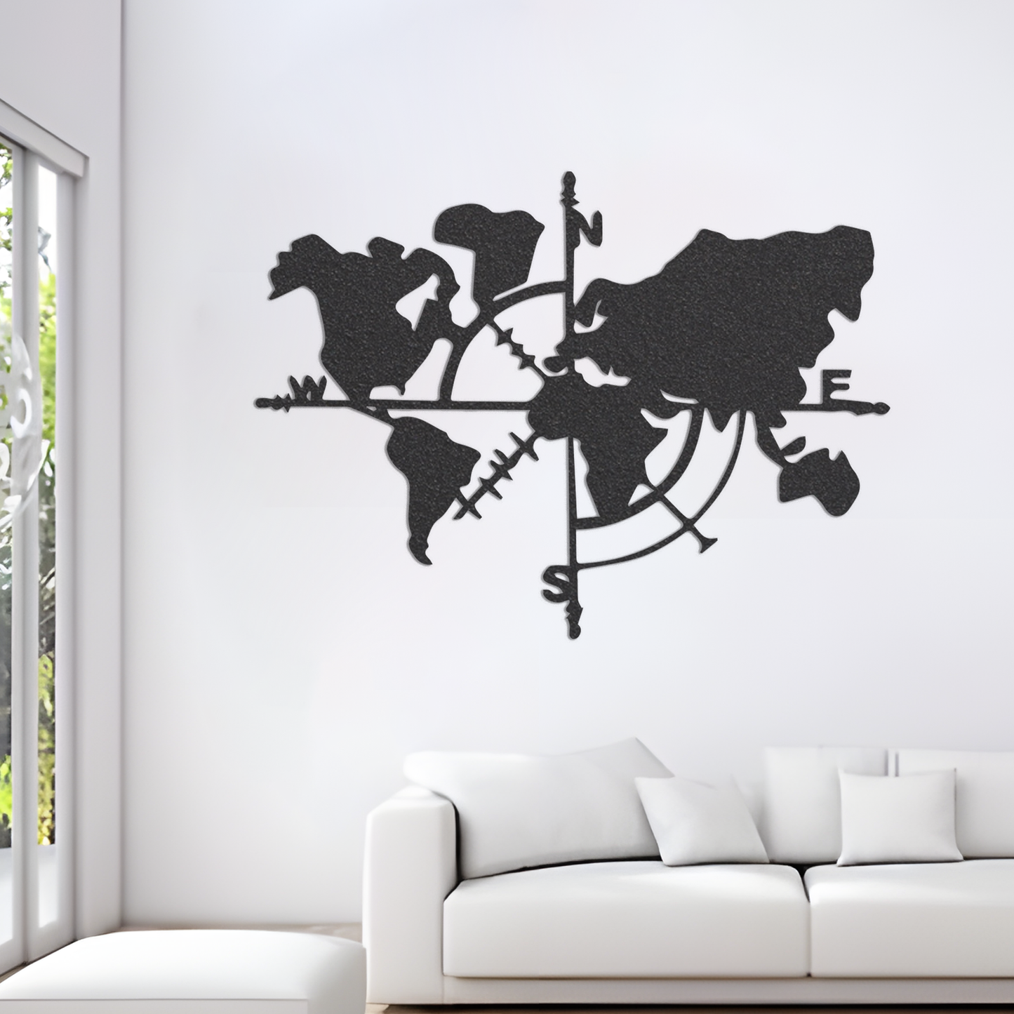 Metal World Map Compass / Map Of Life Metal Sign / Metal World Wall Art / World Home Decor / Compass Wall Art / Home Decor / Map of World