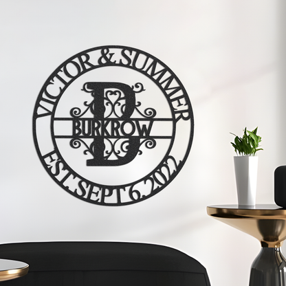 Family Name Metal Sign, Metal Anniversary Sign, Custom Anniversary Sign, Metal Name Sign, Monogram Wall Decor, Metal Family Name Sign