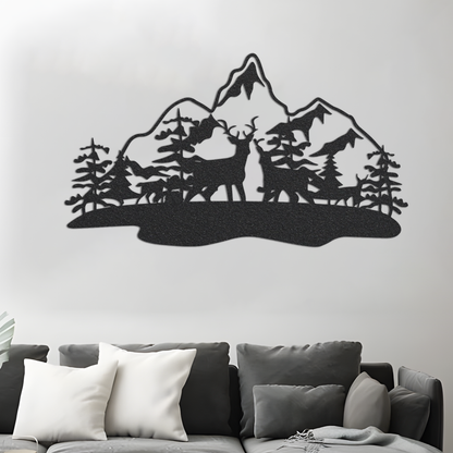 Mountain Metal Home Decor / Deer Mountain Wall Art / Mountain Deer Metal Wall Art / Metal Wall Art / Wall Art / Metal Wall Decor