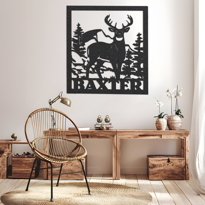 Metal Name Sign, Deer Metal Sign, Metal Name Sign, Family Name Sign, Metal Family Sign, Home Decor, Backyard Sign, Custom Name Sign