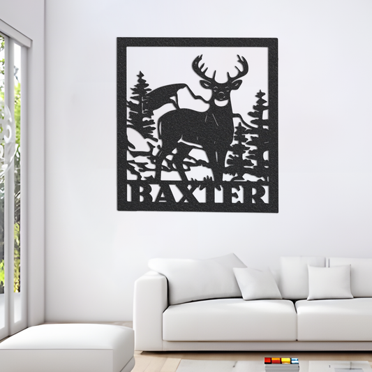 Metal Name Sign, Deer Metal Sign, Metal Name Sign, Family Name Sign, Metal Family Sign, Home Decor, Backyard Sign, Custom Name Sign