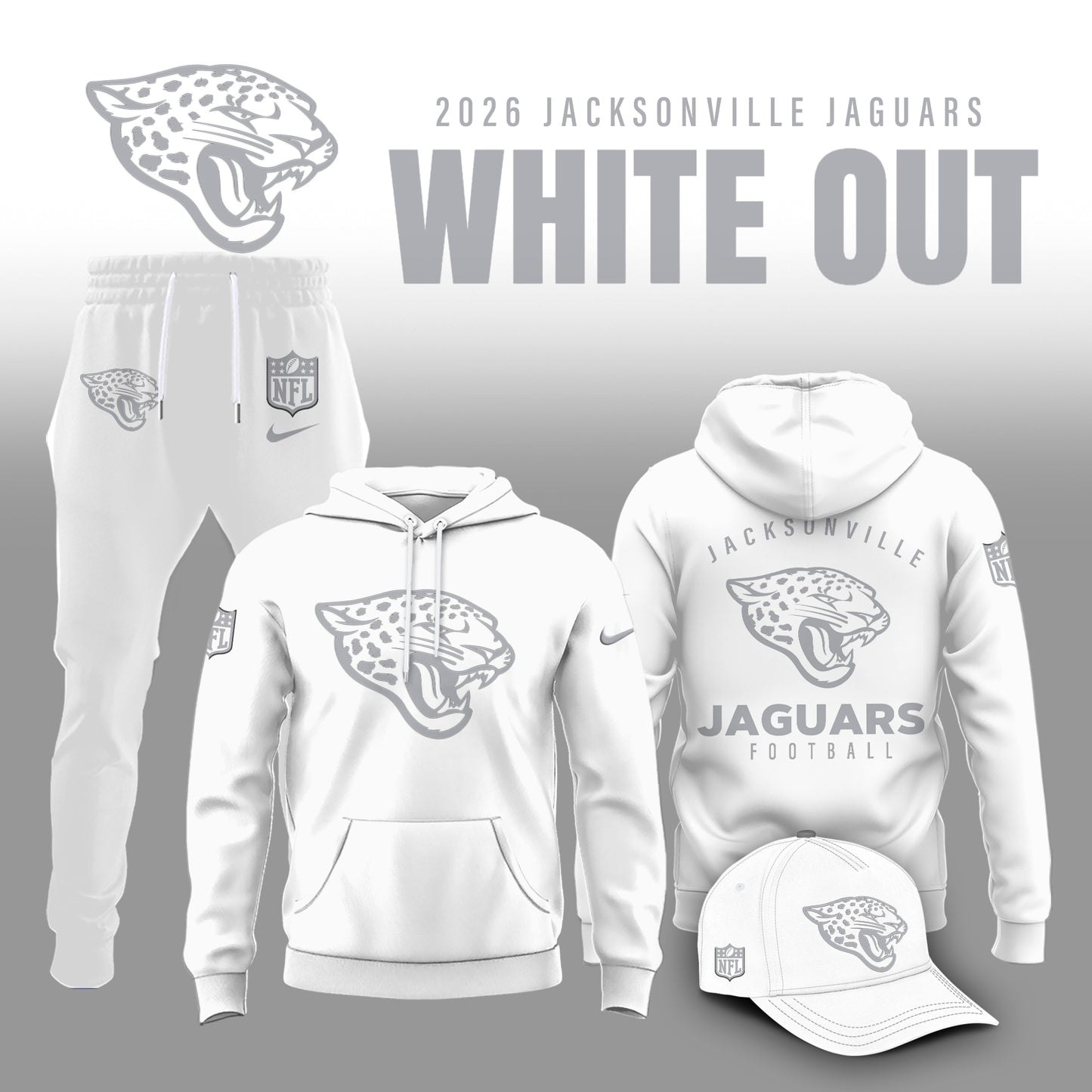 Jacksonville Jaguars 2025 Winter White Out Combo Hoodie