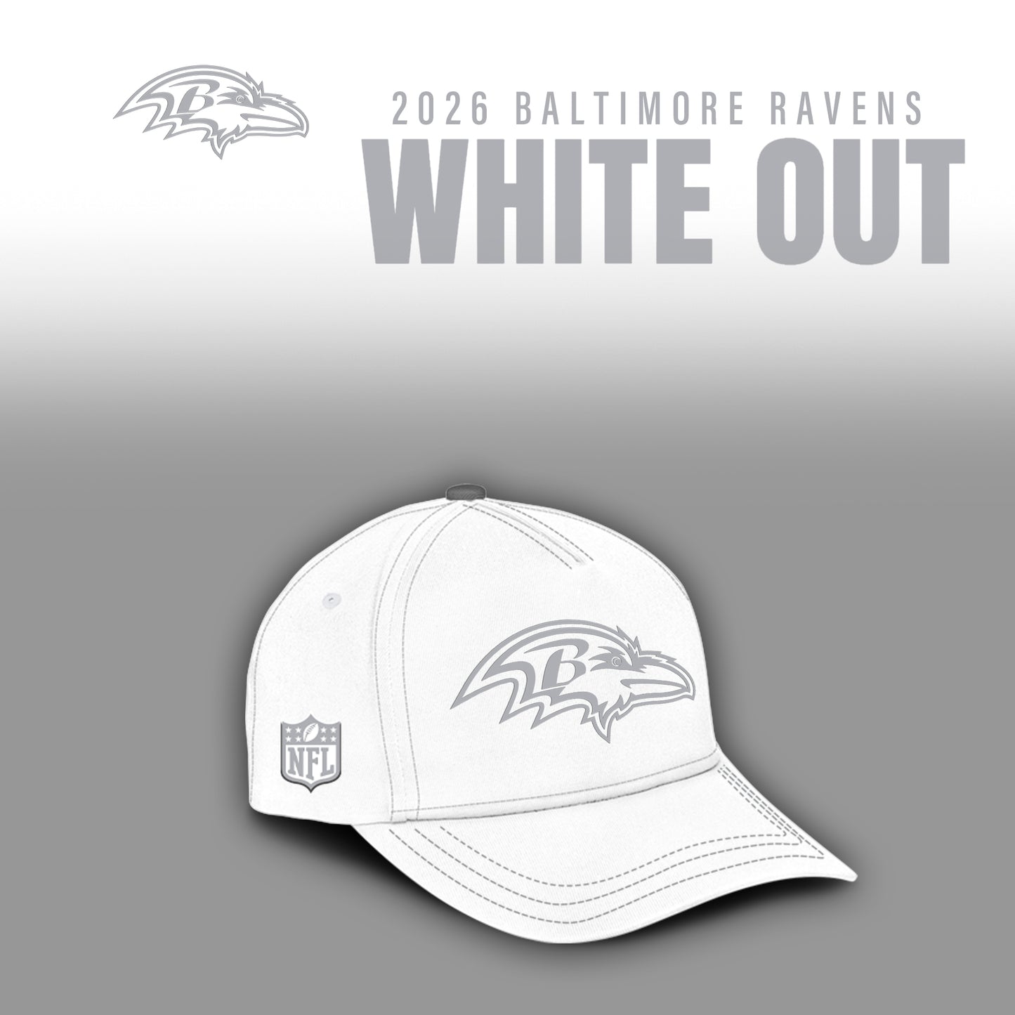 Baltimore Ravens 2025 Winter White Out Combo TShirt