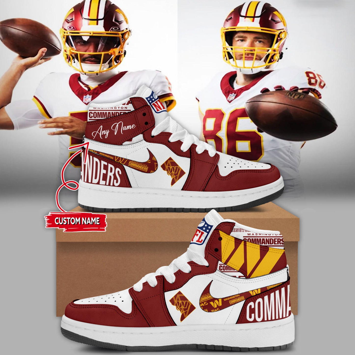 Limited Edition Washington Commanders AJ1 New Shoes