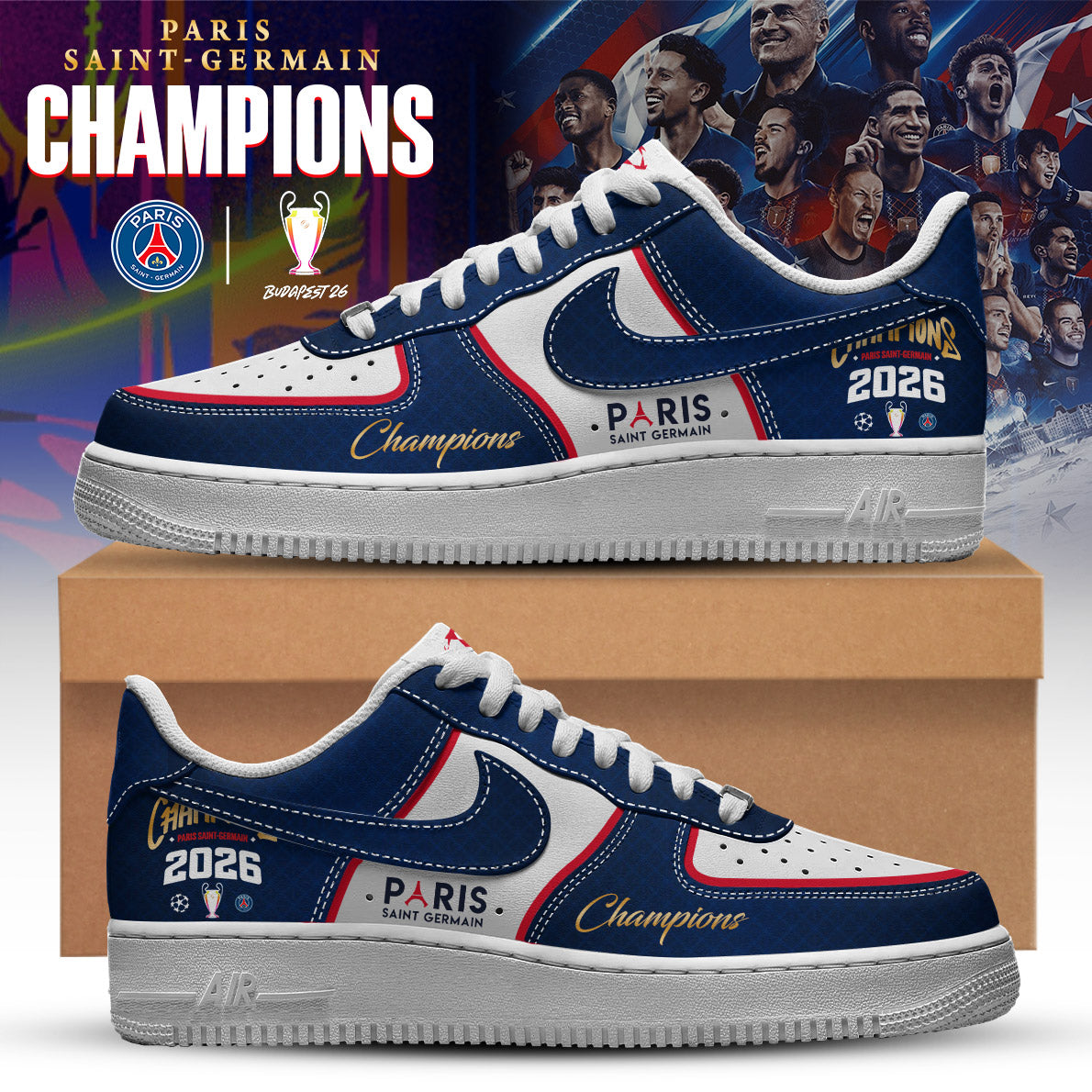 Paris Saint-Germain 2026 Champions League Winners Special Edition AF1 Shoes