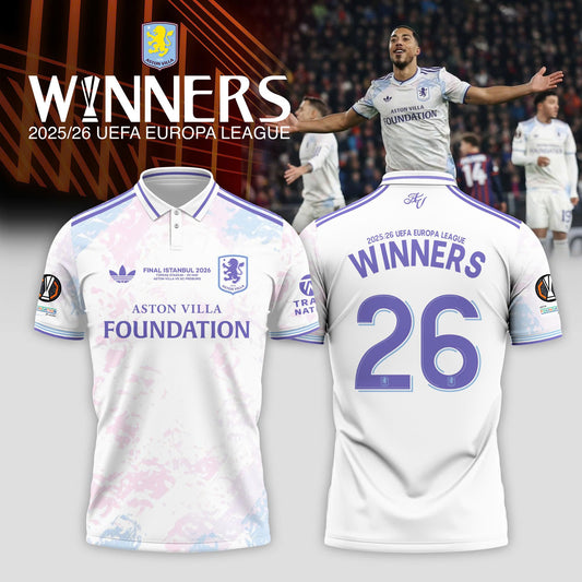 Aston Villa Europa League Winners 25/26 3D Apparel Polo
