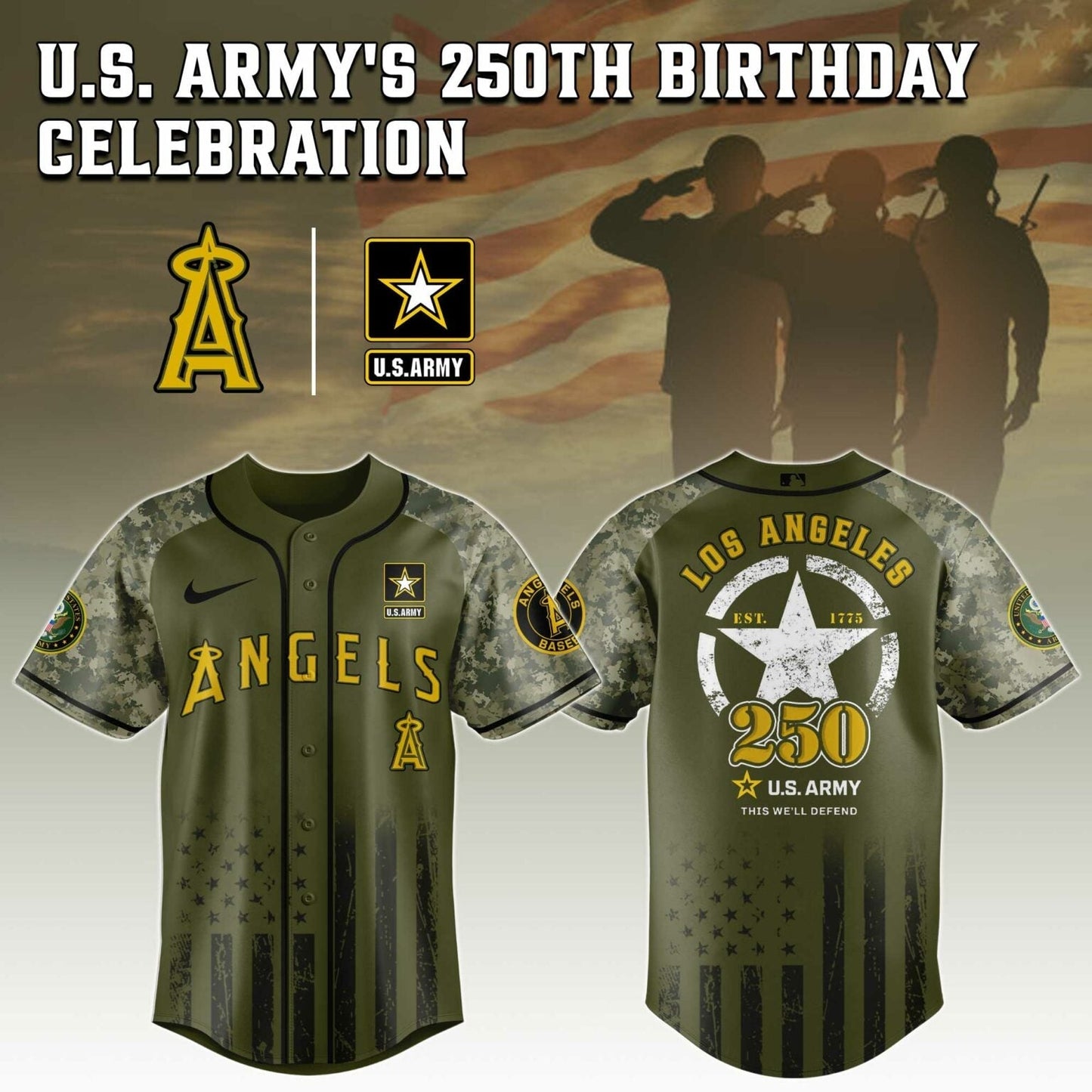 Los Angeles Angels MLB x 250 U.S. ARMY Jersey 03