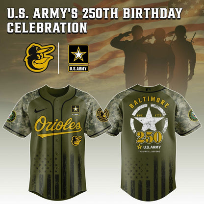 Baltimore Orioles MLB x 250 U.S. ARMY Jersey 03