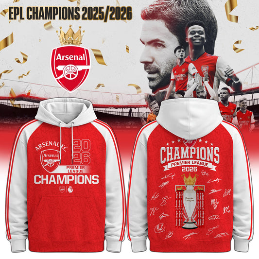 Arsenal F.C Premier League champions 25/26 3D Apparel Hoodie