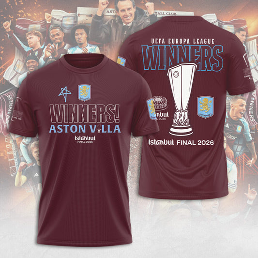 Aston Villa FC 26 UEL Winners 3D Apparel T-Shirt