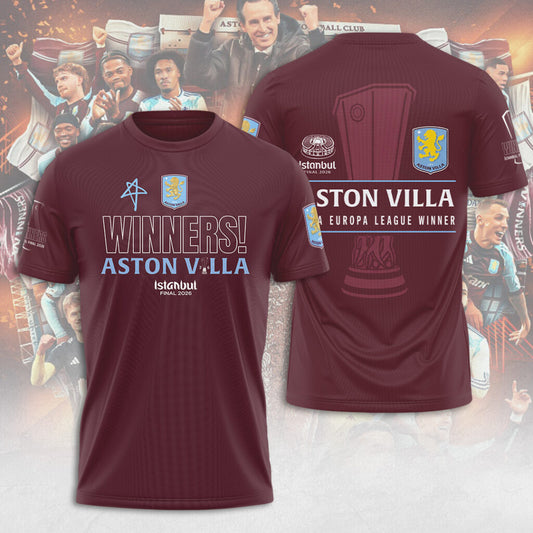 Aston Villa FC 26 UEL Winners 3D Apparel T-Shirt