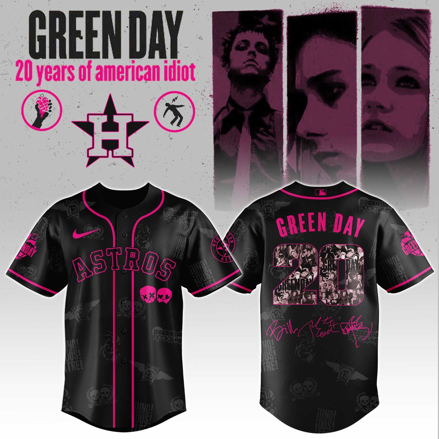 H Astros x Green Day 20th Anniversary Jersey 2025 Editions Limited + Selling Out Fast